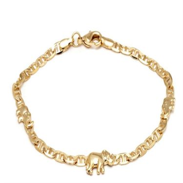 Gold Plated Three Little Elephants Foot Fashion Gold Small Boat Flat Copper Chain Jewelry For Women_viptrois.com