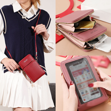 Cell Phone Bag Mobile Phone Bag Female Touch Screen Mini Satchel Bag Double Large Capacity Multi-function Wallet Card Bag_voghion.com
