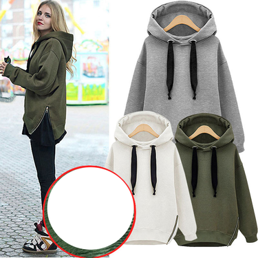 Women's Clothing Loose Top Coat Long Sleeve Hooded Jumper Large Size Plus Fleece Thickened Hoodie Medium Length_voghion.com
