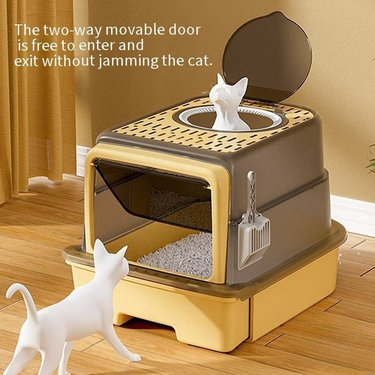 Cat Litter Box Extra Large Splash Proof Cat Toilet Drawer Type Fully Enclosed Cat Feces Box Ultraviolet Sterilization_voghion.com