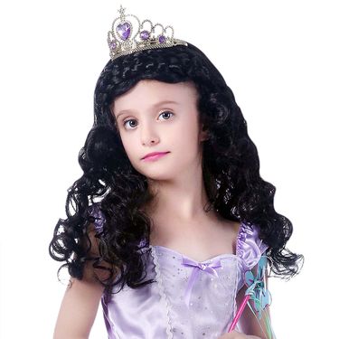 Children's Day Halloween Christmas girl performance cos princess black hair braided long curly hair_viptrois.com