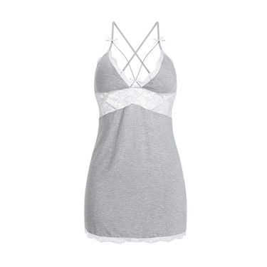 Women's Clothing Guiruo Spring And Summer New Comfortable Solid Color Pajamas Backless Plus Chest Pad Suspender Nightdress Large Size Home Clothes Set_voghion.com