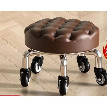 Universal Wheel Small Low Home Round Seam Repair Rotating Pedicure Children's Walking Learning Stool With Silent Wheels_voghion.com