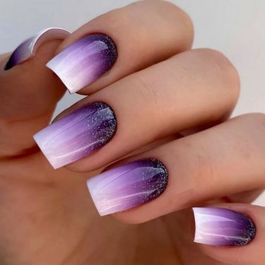 False Nails Wear Nail Tips Colorful Fantasy Purple Gradient Press On Nails False Nails Nail Tips_voghion.com