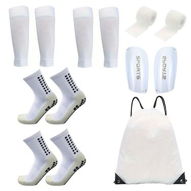 Complete Soccer Gear Set (7-Piece) - Football Socks, Leg Sleeves, Shin Guards, Bandages & Backpack - Breathable & Durable Polyester For Youth_voghion.com