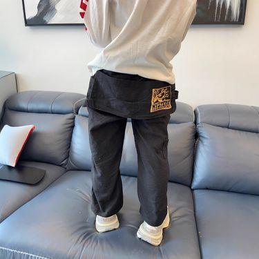 Black Tide 25 Kids' Spring Pants - 100% Cotton Comfortable Long Pants For Boys & Girls (90-140cm) - Soft, Stylish & Versatile_voghion.com