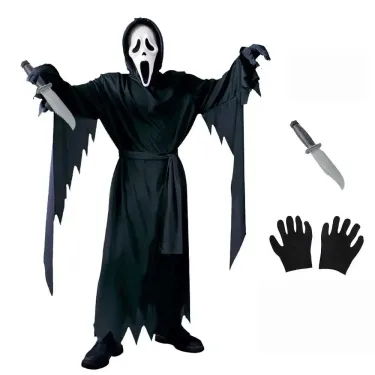 Kids Scream Costume Children Fancy Dress Halloween Party Horror Death Ghostface Costume Boys Teens_voghion.com