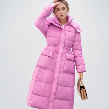 Women's Clothing popular mid length cotton coat for women 2024 winter new style over the knee waist thick warm hooded temperament coat_voghion.com