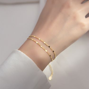 S925 silver simple small fresh double layer bracelet lady temperament niche sweet design hand jewelry_voghion.com