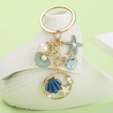 Oil Dripping Starfish Dolphin Shell Pendant Exquisite Women's Bag Pearl Keychain Gift Accessory_voghion.com