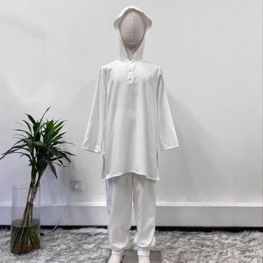 Kids’ Clothing Boy Suit Hooded Long Sleeved Top Solid Color Trousers_voghion.com