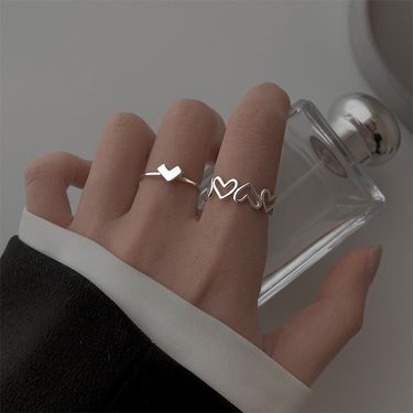 Hollow love ring female open ring niche design ins trendy cold style female index finger personality fashion ring_voghion.com