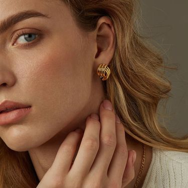 Women’s Jewelry Set Fashion New Gold Multi Layer Geometric Interlaced Winding Shape Earrings Ins Irregular Line Earrings_voghion.com