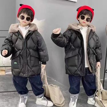 Baby Wash Free Down Cotton Jacket Boy Korean Style Medium Length Bear Cotton Jacket Winter Trend Children's Cotton Jacket_voghion.com