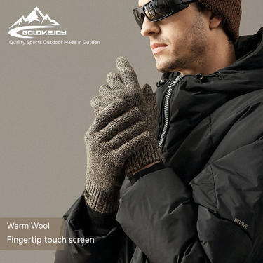 Autumn Winter Woolen Knitted Men's Outdoor Cycling Windproof Gloves_voghion.com