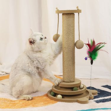 Durable Non-Shedding Scratching Post Sisal Claw Board Toy Self-Entertainment Vertical Cat Climbing Frame Integrated_voghion.com