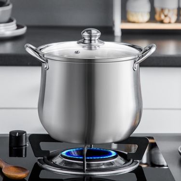 1pc Large Stainless Steel Stock Pot - Ideal For Soups, Stews, And More - Durable, Easy To Clean - Essential Kitchen Gadget_voghion.com