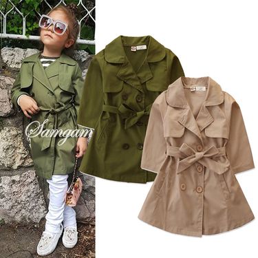 Mother&Kids Children's coat for girls Children's single breasted trench coat for children_voghion.com