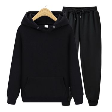 2024 New European Solid Color Pullover Sports Sweater Set Fleece Men's Hoodie_voghion.com