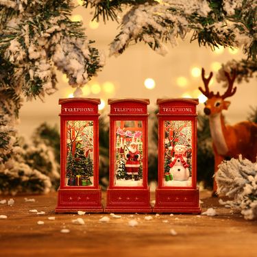 Home & Garden Christmas decorations old man snowman water filled telephone booth small oil lamp hotel KTV scene layout luminous ornaments_voghion.com