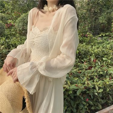Chiffon Immortal Sunscreen Cloak Cardigan Thin Women's Outer Cover Shirt Summer Shawl French Ice Silk Small Camry_voghion.com