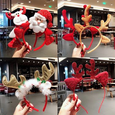 Christmas Headband Adult Children's Holiday Dress-up Antler Headwear Female Internet Celebrant Luminous Old Man Headband Buckle Decorations_voghion.com