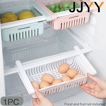 Retractable Refrigerator Organizer Storage Rack Kitchen Household Multi-function Drawer Fresh-keeping Storage Drain Basket Rack_voghion.com