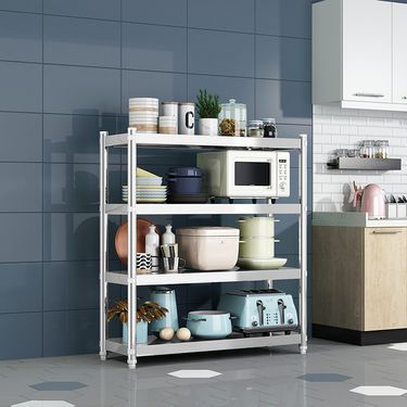 Stainless Steel Microwave Stand – Modular Kitchen Storage Shelf For Spices, Utensils & Appliances – Space-Saving Countertop Or Floor Organizer_voghion.com