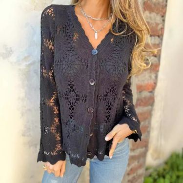 Women's Clothing lace V neck long sleeved tops _ipsvogv.com