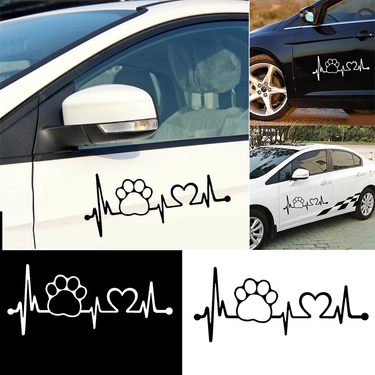Heartbeat Dog Paw Creative Motorcycle Car Window Body Decoration Sticker Decal_voghion.com