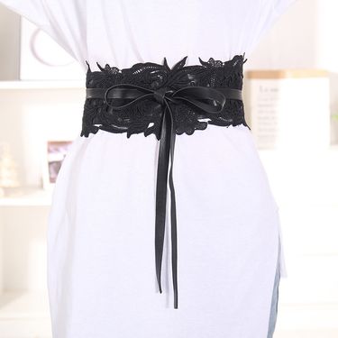 New Lace Trim Waist Decorative Dress Fashion Versatile Women's Wide Belt_voghion.com