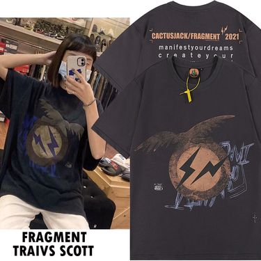 Men's Clothing new hip-hop letter painting retro trend loose high street style plain cloth men and women short-sleeved T-shirt wholesale_mkmklike.com