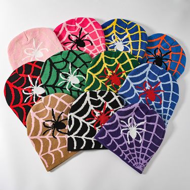 Men's Skullies & Beanies Pullover Hat Spider Web Jacquard Knitted Hat Men And Women Warm Hat Cartoon Cold Hat Winter Elegant And Luxurious Gifts_voghion.com