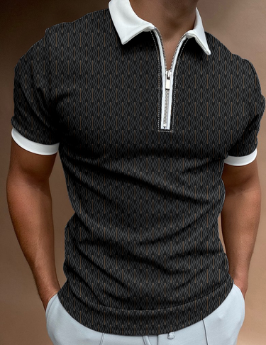 2023 new summer men's printed Polo shirt graffiti short sleeve zipper collar clothing Polo shirt men's 3D printing_voghion.com