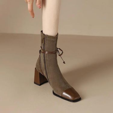 Neue Stiefel im französischen Stil mit quadratischer Zehenpartie und klobigem Absatz und hohen Absätzen für Damen, Herbst- und Winter-Einzelstiefel, Damenstiefel_voghion.com