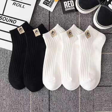 5 Pairs/Set Black And White Socks Men's Socks Wear Absorbent Short Tube Thin Low Top Shallow Mouth Sports Socks_voghion.com