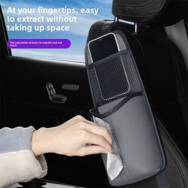 Car Storage Bag, Seat Hanging Bag, Leather Multi-functional Side Car Tissue Box, Car Glasses Water Cup Storage Bag_voghion.com