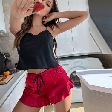 Women's Sexy Backless Camisole Loungewear Summer Tank Top And Shorts Two-Piece Comfortable Silk Pajama Set_voghion.com