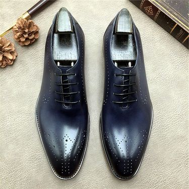 Italian Business Blue With Carve Patterns Fashion Bridegroom Leather Shoes_voghion.com