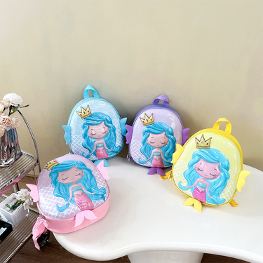 3D three-dimensional mermaid children's with large capacity anti splash water girl backpack, reducing load and_voghion.com