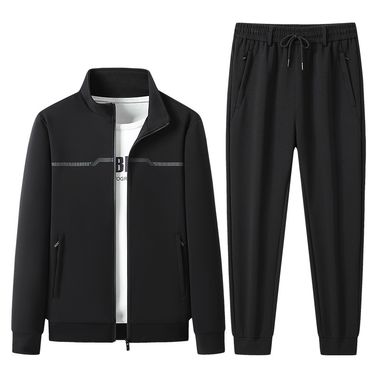 Men's Stand Collar Cardigan Set - Breathable Two-Piece Sportswear | Business Casual Suit_voghion.com