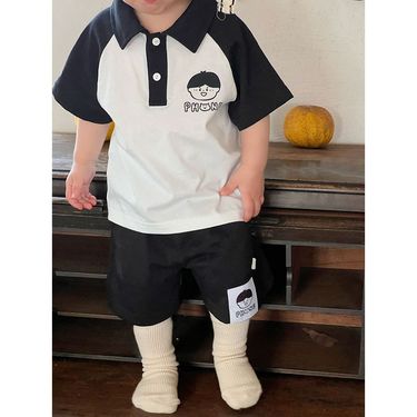 Children's boys' pure cotton summer clothing short sleeved polo shirt shorts children's sportswear two-piece set_voghion.com
