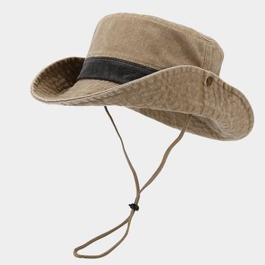 Big Eaves Washed Old Retro Jungle Sports Mountaineering Fishing Hat Big Head Circumference Sun Protection Men's Bucket Hat Basin Hat_voghion.com