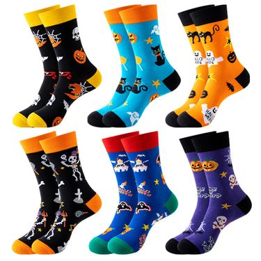 Unisex Halloween sock trend tube women's socks Skull vampire pumpkin bat funny socks men's fashion socks_voghion.com
