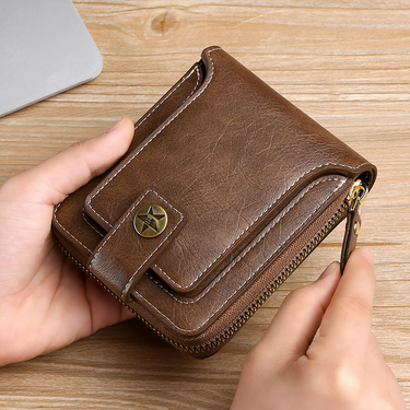 Vintage Small Men's Wallet Pu Leather Short Purse Men Hasp Zipper Clutch Solid Porte Feuille Hommes Porte Monnaie Homme_voghion.com