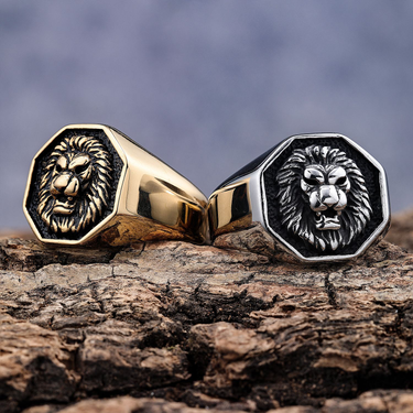 hot purchase domineering retro gold plated sun god lion head stainless steel fashion ring_voghion.com
