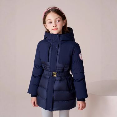 2025 New Girls' Mid Length Down Cotton Jacket Foreign Trade Style Off Season Cotton Jacket_voghion.com