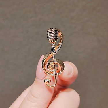 Men's Brooch Personality Microphone Pin Temperament Music Note Creative Accessories_voghion.com
