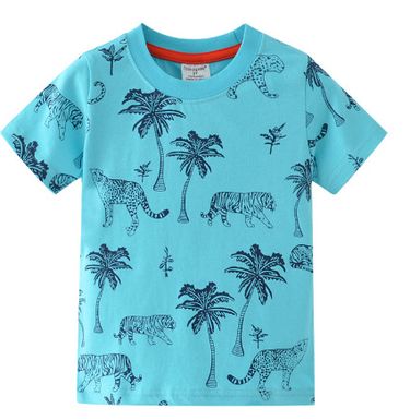 Mother & Kids Dinosaur print new short-sleeved children's T-shirt 3d printing wholesale casual boys and girls half-sleeved tops_voghion.com