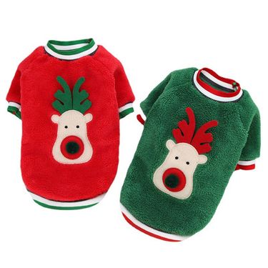 Pet Christmas clothing coral velvet dog hoodie dog Christmas clothes cat legs supplies_voghion.com